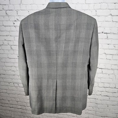 VTG Hart Schaffner Marx Grey Wool Blend Viracle Notch Blazer Sport Coat USA 44R