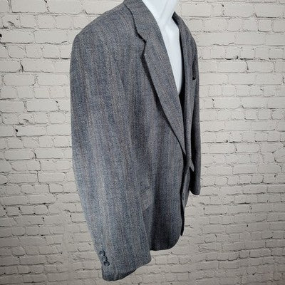 VTG Haggar Imperial Blue Herringbone Gentleman's Fit Blazer USA Made Size 44