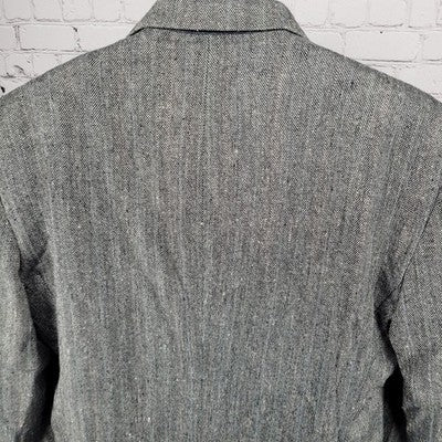 Stafford Black White Silk Wool Blend 2 Button Notch Blazer Sport Coat 44L