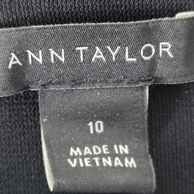 Ann Taylor Black Sleeveless Cowl Neck Lined Stretch Shift Dress Size 10