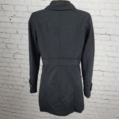 Tulle Anthropologie Black Wool Blend Buttoned Collared Coat Small S
