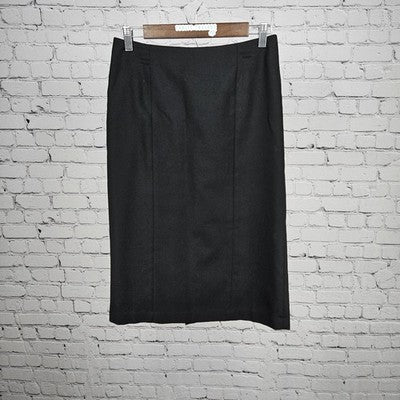 VTG Mikai Jerry Shabo Black Wool Back Slit Lined Pencil Straight Midi Skirt US 6