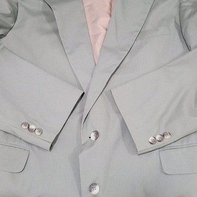 Haggar Gentleman's Closet Green Gray 2 Button Vented Notch Blazer Sport Coat 46