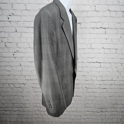 VTG Hart Schaffner Marx Grey Wool Blend Viracle Notch Blazer Sport Coat USA 44R