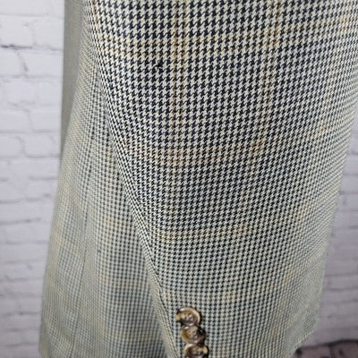 Jos A Bank Black Beige 100% Wool Houndstooth 2 Button Blazer Sport Coat 44R