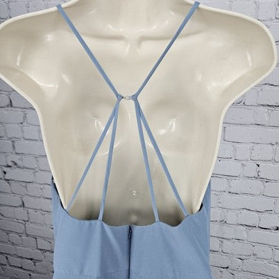 Jenny Yoo Blue Chiffon Strappy Open Back Side Slit Bridesmaid Maxi Dress 10