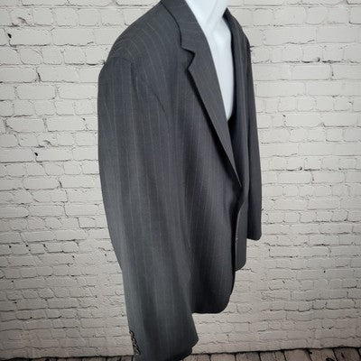Brooks Brothers 346 Grey Wool Stretch Pinstriped 2 Button Notch Blazer Size 48R