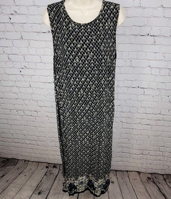 VTG BE2BE Or NOT 2 BE Black Floral Sleeveless Lightweight Dress USA Made Size 2X