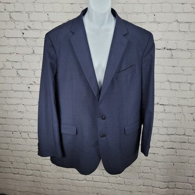 Joseph Abboud Navy 100% Wool Marzotto Super 100's Blazer Sport Coat US 50R *hole