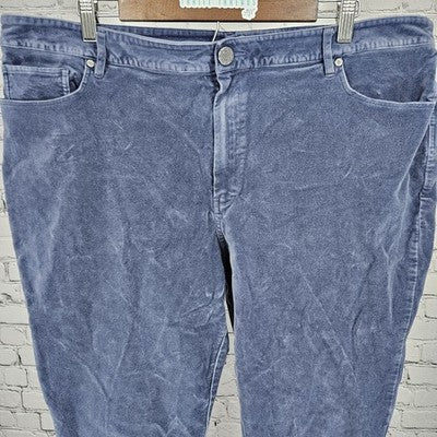 Soft Surroundings Blue Velveteen Stretch Straight Leg Ankle Pants 20W (40x26.5)