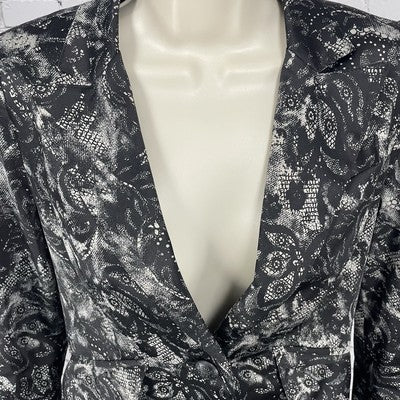 Bellatrix Black Lace Printed Lightweight Stretch Blazer Jacket Small S *buttons