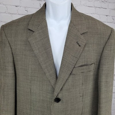 Gianfranco Ruffini Italy Black Beige Worsted Wool Blazer Sport Coat Size 42R