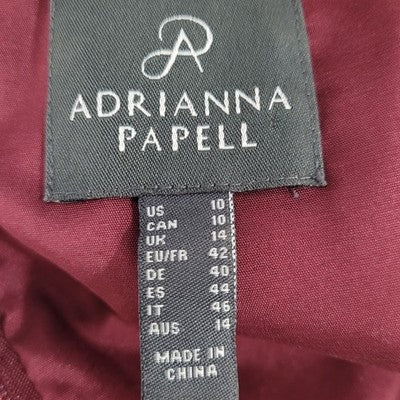Adrianna Papell Deep Red Lace Layered Sleeveless Maxi Bridesmaid Dress Size 10