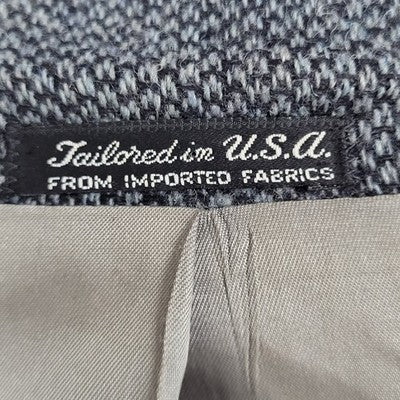 Oakton Limited Grey Tweed 2 Button Notch Blazer Sport Coat USA Made Size 50BL