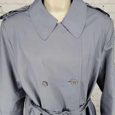 The Totes Coat Blue Belted Removable Insulated Liner Jacket Trench Coat Size 14
