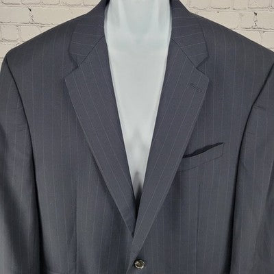 Chaps Ralph Lauren Dark Navy 100% Wool Pinstriped Blazer Sport Coat Sizw 48L