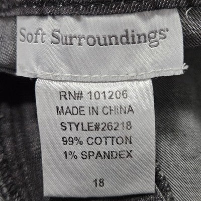 Soft Surroundings Grey Tie Dye Embroidered Rhinestone High Rise Jeans 18 (38x29)