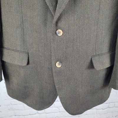Alan Flusser Brown 100% Lambswool Tweed Notch Vented Blazer Sport Coat Size 44R