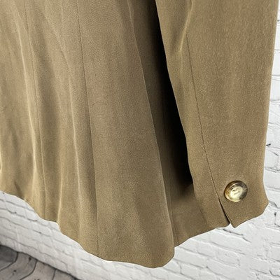 VTG Rena Rowan Brown 100% Silk Lightweight Lined Buttoned Pockets Jacket Size 6P