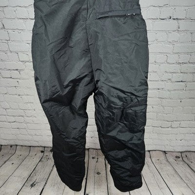 VTG Columbia Black Insulated Zip Snow Ski Winter Bib Pants Medium (28x28) *tear