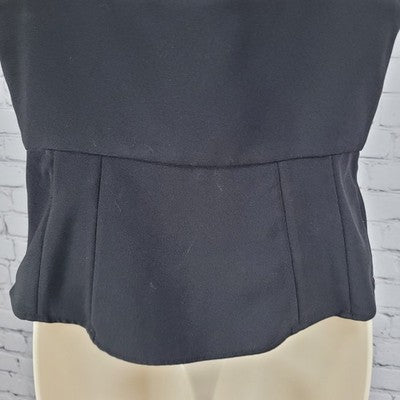 Tome Black Strappy Lightly Padded Plunge V Neck Side Zip Tank Top Size 6