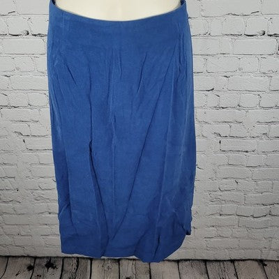 Courtenay Blue Stretch Gold Buttoned 2 Piece Shirt Skirt Outfit Set Size 16W
