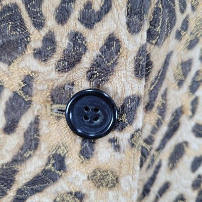 Chico's Tan Gold Leopard Buttoned Lightweight Lined Jacket 2 US 12