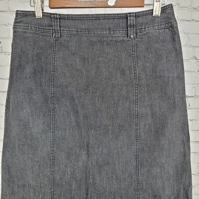 Gerry Weber Grey Denim Embellished Back Pockets Unlined Jean Maxi Skirt Size 10