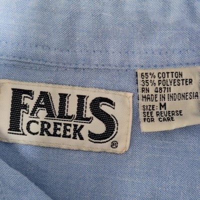 VTG Falls Creek Blue Snowman Embroidered Button Up Long Sleeve Shirt Top Medium