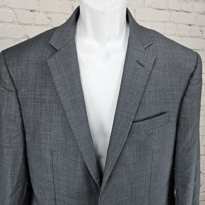 Jos A Bank Grey Blue Wool Traveler Slim Fit 2 Button Notch Blazer Sport Coat 42L