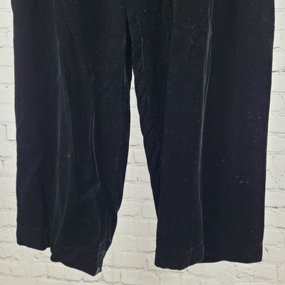 VTG Liz Claiborne Black Velvet High Rise Wide Leg Pants USA Made Size 12 (28x28)