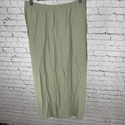 VTG Mozart Green Floral Lightweight Elastic Waist Skirt USA Made Size Small S