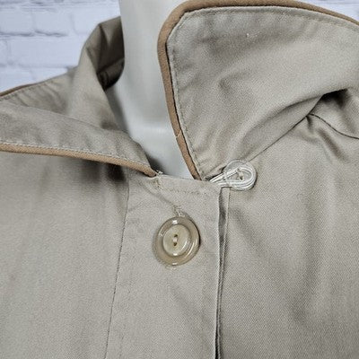 VTG Rain Or Shine Tan Removable Faux Fur Lining Buttoned Trench Coat USA Small S