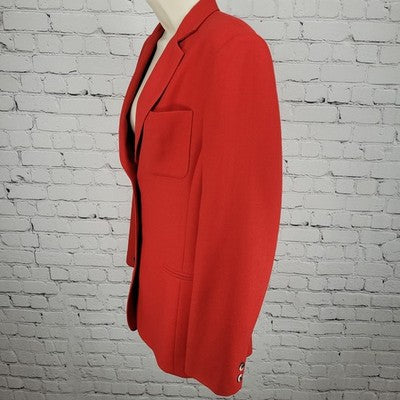 VTG SB Collection Red 100% Wool 3 Button Vented Notch Blazer Jacket USA 10