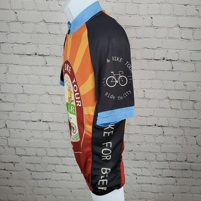 STRGAO Cycling Beer & Bike Tour Ride The City Full Zip Bike Jersey Size Large L