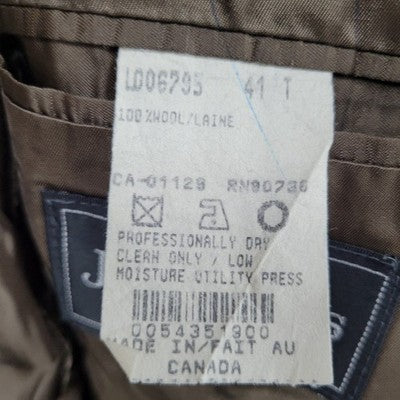 Lauren Ralph Lauren Brown 100% Wool Check 3 Button Blazer Sport Coat 41T *holes