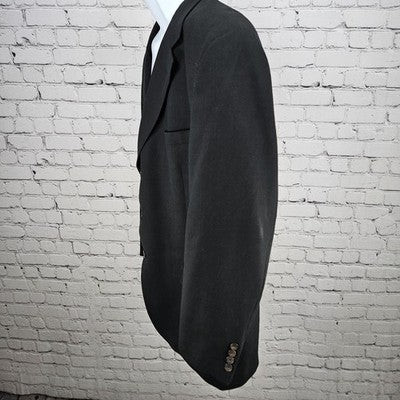 VTG Austin Reed Black 100% Wool 3 Button Ventless Blazer Sport Coat USA 44R