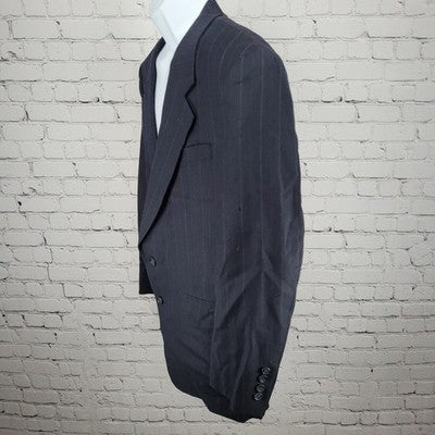 Hart Schaffner Marx Navy 100% Wool Pinstriped 2 Button Blazer Sport Coat USA 40R
