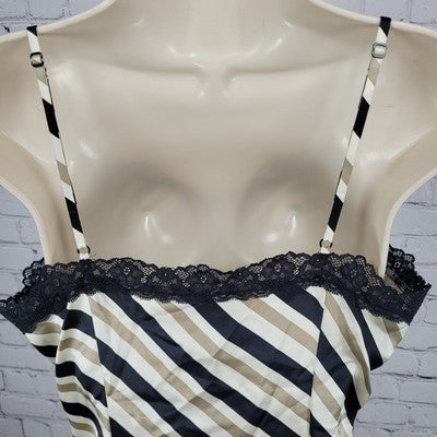 Classiques Entier Beige & Black 100% Silk Lace Zipped Camisole Top Size Small S