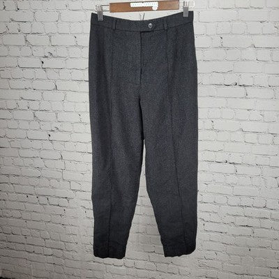 VTG Talbots Grey 100% Worsted Wool High Rise Lined Tapered Pants 8P (26x26)