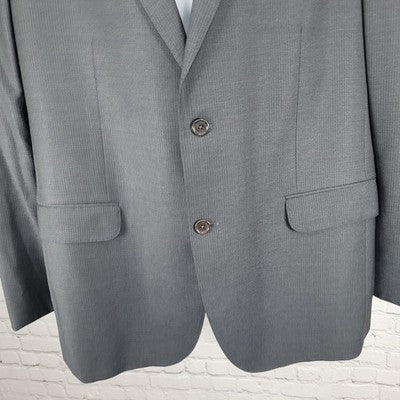 Massimo Dutti Black Super 130's Wool Pinstriped Notch Blazer Sport Coat Size 46