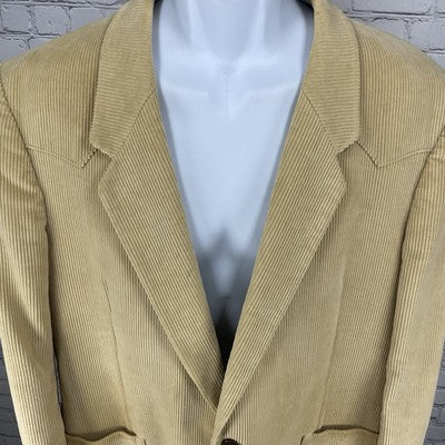 Richman Tan Corduroy 2 Button Vented Blazer Sport Coat Poland Made Size 46L