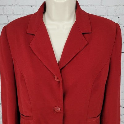 VTG San Louis Red Buttoned Lined Notch Blazer Suit Jacket USA Made Size 10