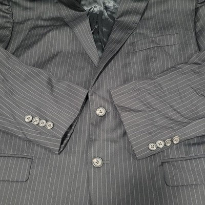 Lauren Ralph Lauren Black 100% Wool Pinstriped 2 Button Blazer Sport Coat 42S