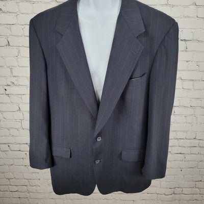 VTG Evan Picone Blue Wool Pinstriped 2 Button Blazer Sport Coat USA Made Size 44
