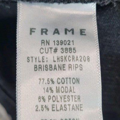 FRAME Black Le High Skinny Crop Brisbane Rips Stretch Jeans Size 24 (24x26)