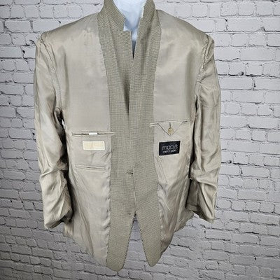 Michael Kors Beige Houndstooth 2 Button Vented Notch Blazer Sport Coat 42R