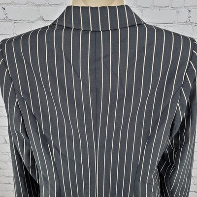 Austin Reed Black Striped 100% Worsted Wool Peak Blazer Jacket USA Petite 4P