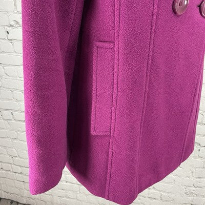 Steve Madden Purple Wool Blend Buttoned Vented Pea Coat Pockets Size Small S