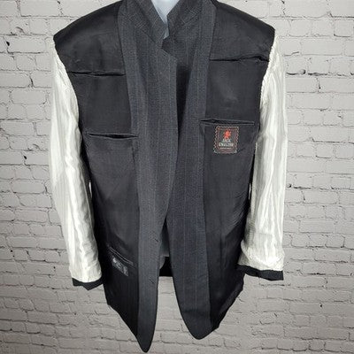 Jack English Grey 100% Wool Pinstriped 2 Button Ventless Blazer Sport Coat 42L